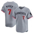 Ldoa M.Twins #7 Joe Mauer Player Gray Home Limited Stitched Jerseys