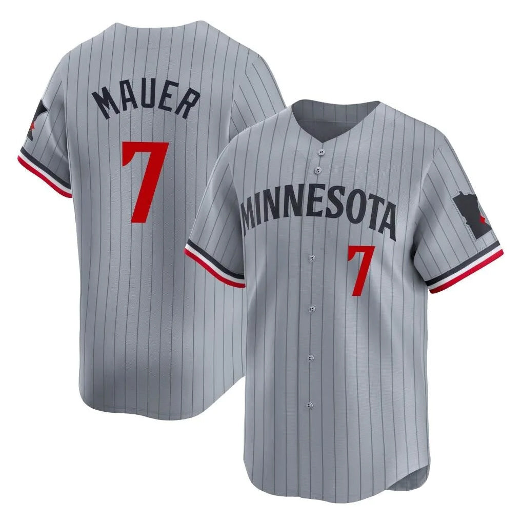 Ldoa M.Twins #7 Joe Mauer Player Gray Home Limited Stitched Jerseys