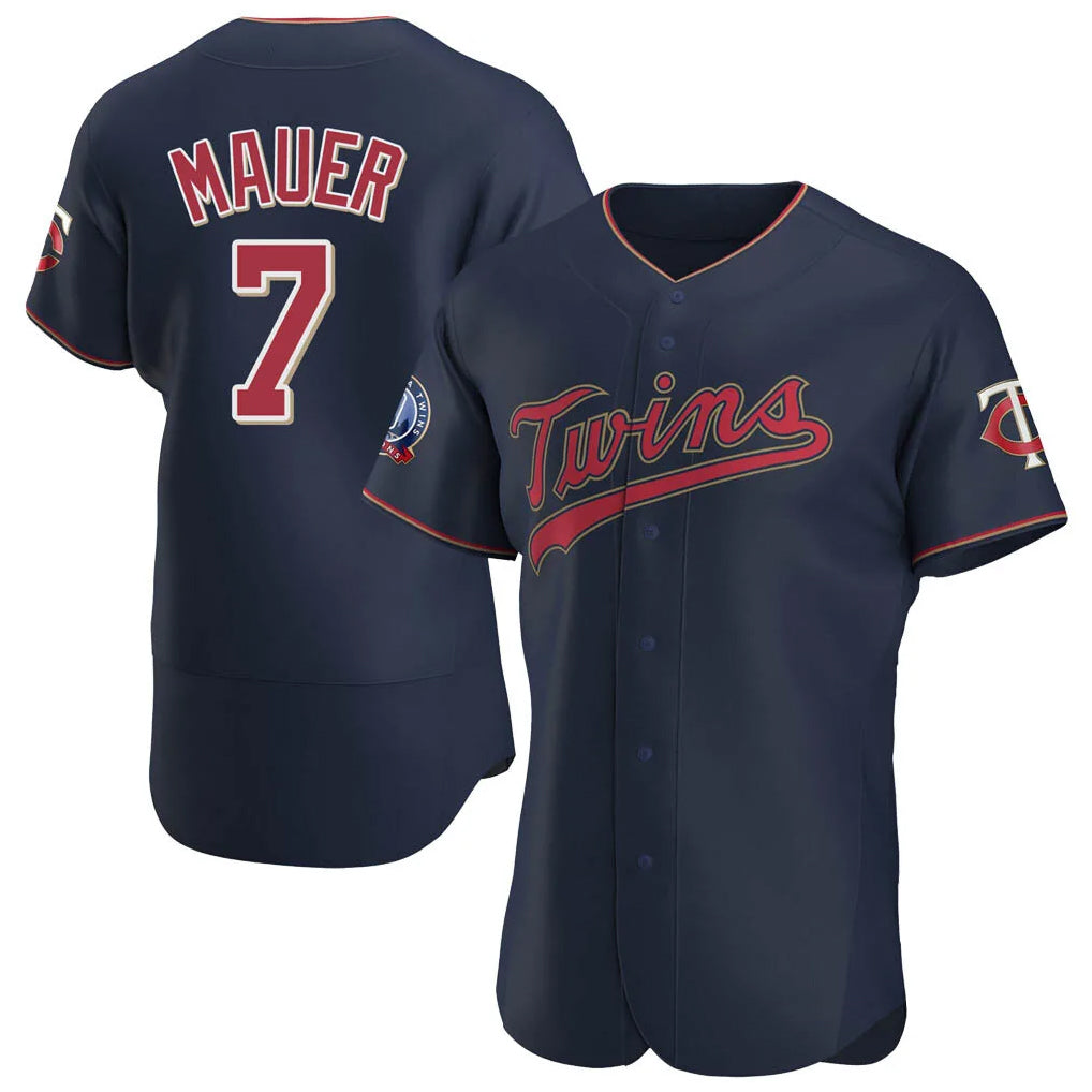 Ldoa M.Twins #7 Joe Mauer Player Navy 60th Home Limited Elite Stitched Jerseys