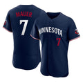 Ldoa M.Twins #7 Joe Mauer Player Navy Replica Home Limited Elite Stitched Jerseys