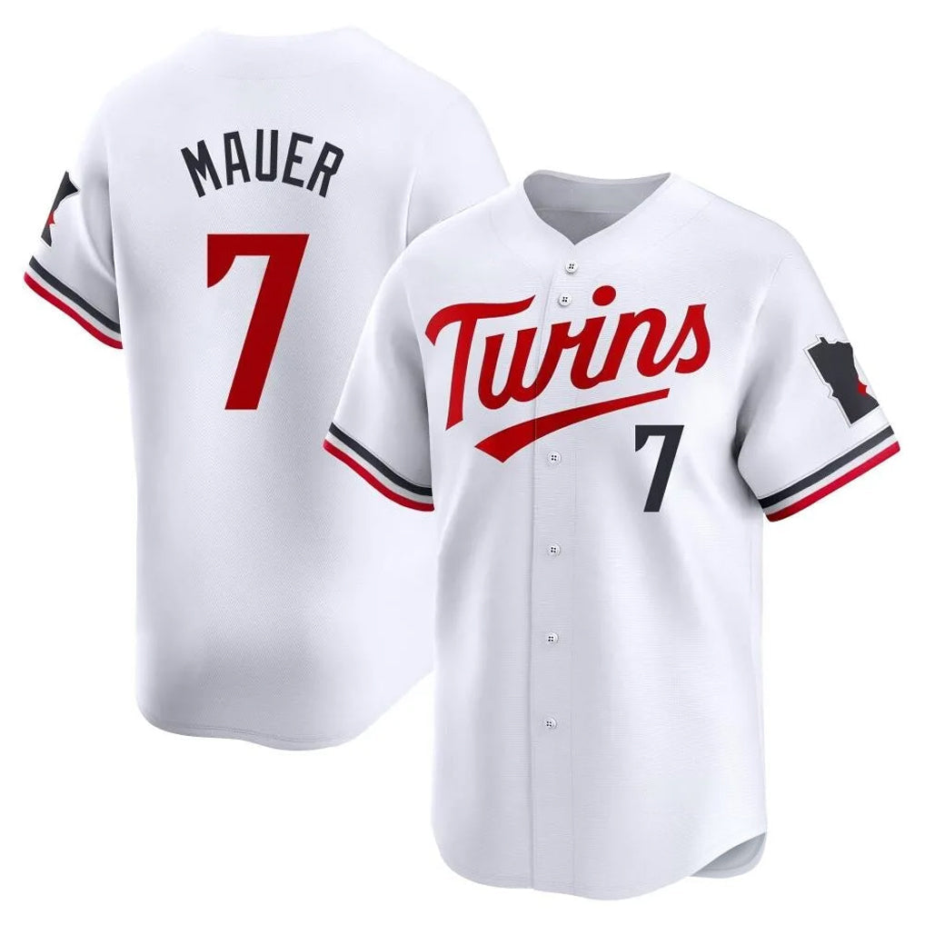 Ldoa M.Twins #7 Joe Mauer Player White Home Limited Stitched Jerseys