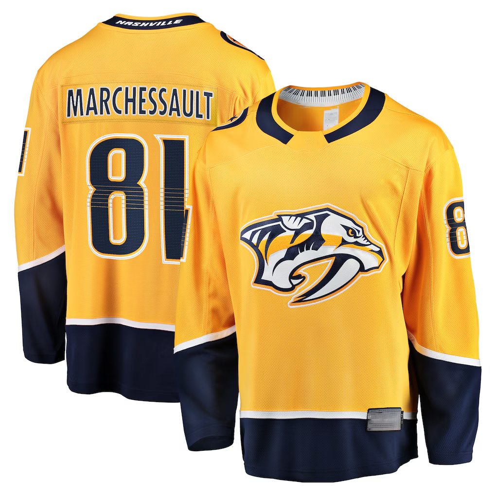 Tuec N.Predators #81 Jonathan Marchessault Gold Home Premier Breakaway Player Jerseys