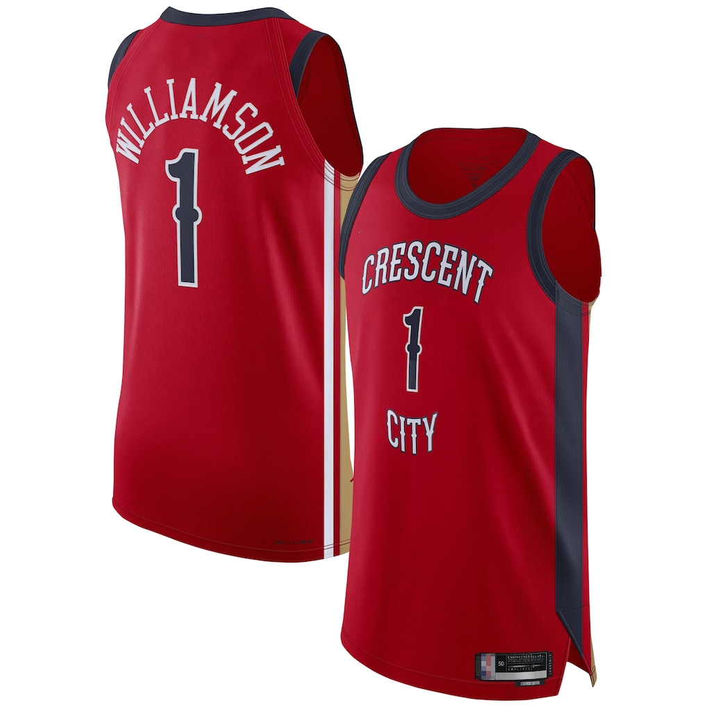 Ldoa NO.Pelicans #1 Zion Williamson Red Authentic Stitched Jerseys- Statement Edition
