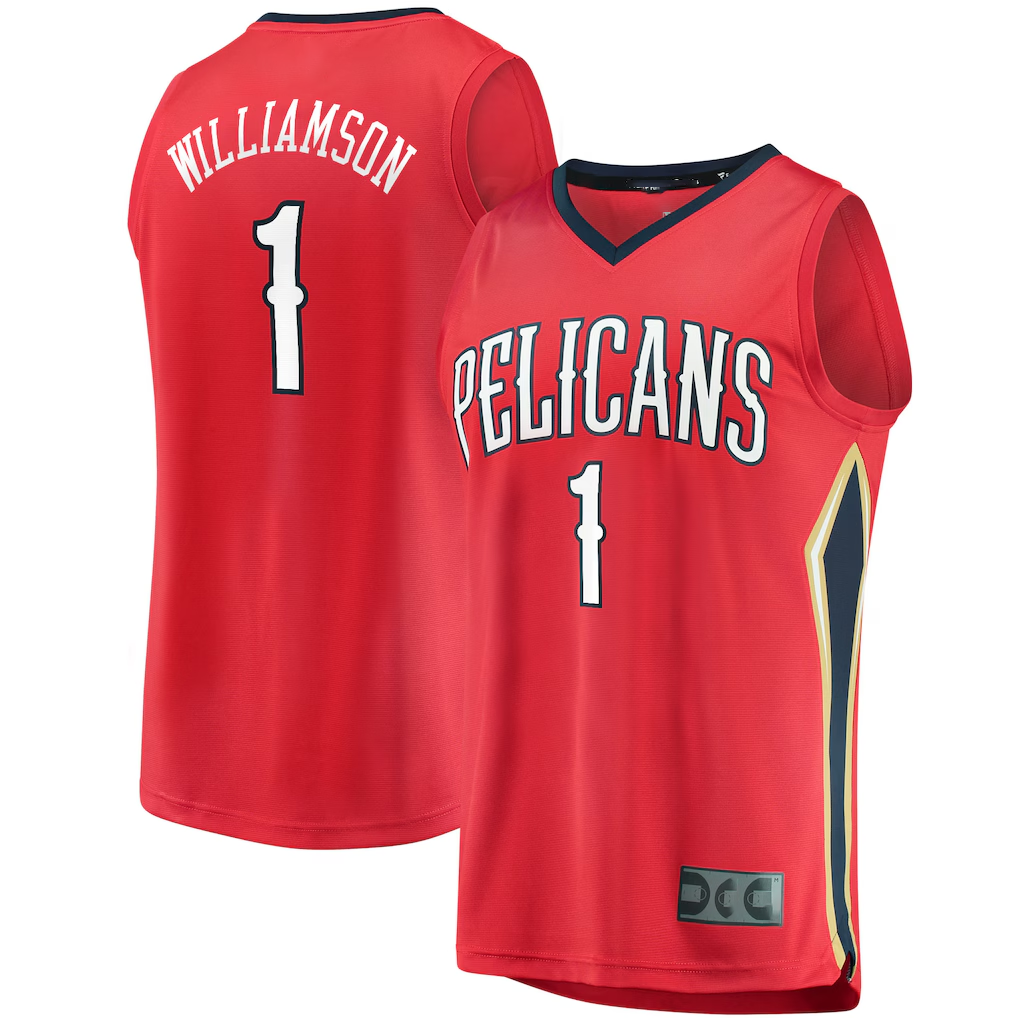 Ldoa NO.Pelicans #1 Zion Williamson Red Replica Fast Break Stitched Jerseys- Statement Edition