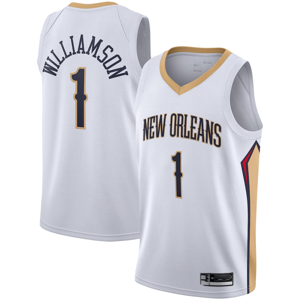 Ldoa NO.Pelicans #1 Zion Williamson White 2019-2020 Swingman Stitched Jerseys- Association Edition