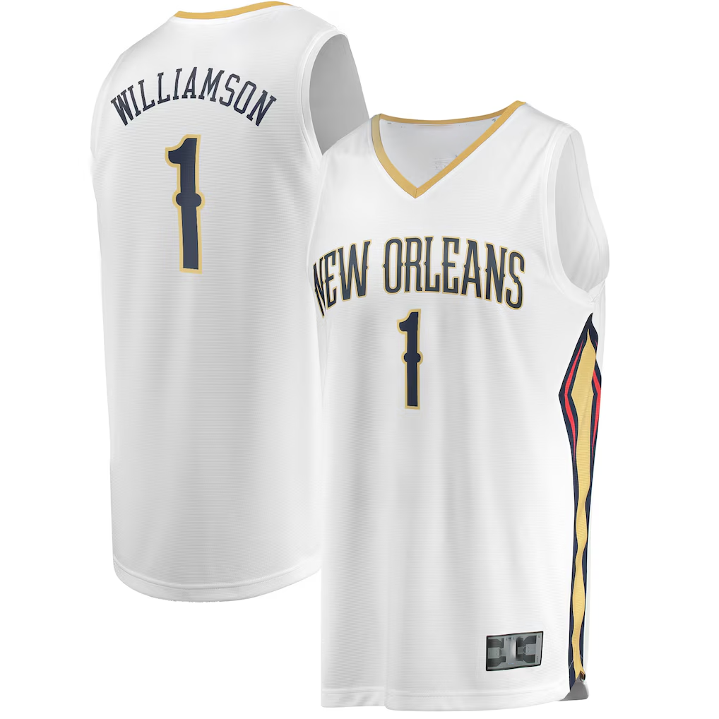 Ldoa NO.Pelicans #1 Zion Williamson White Replica Fast Break Stitched Jerseys- Association Edition