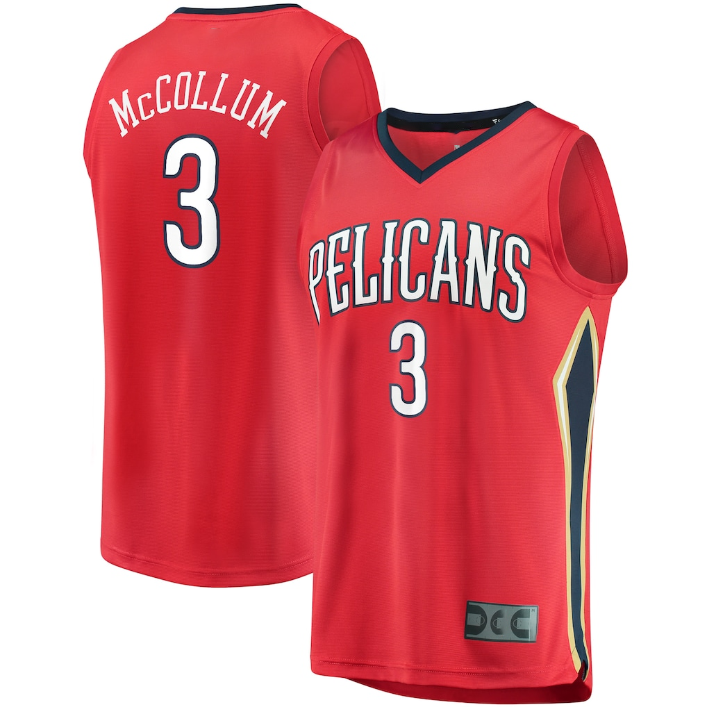 Ldoa NO.Pelicans #3 C.J. McCollum Red Fast Break Replica Player Stitched Jerseys- Statement Edition