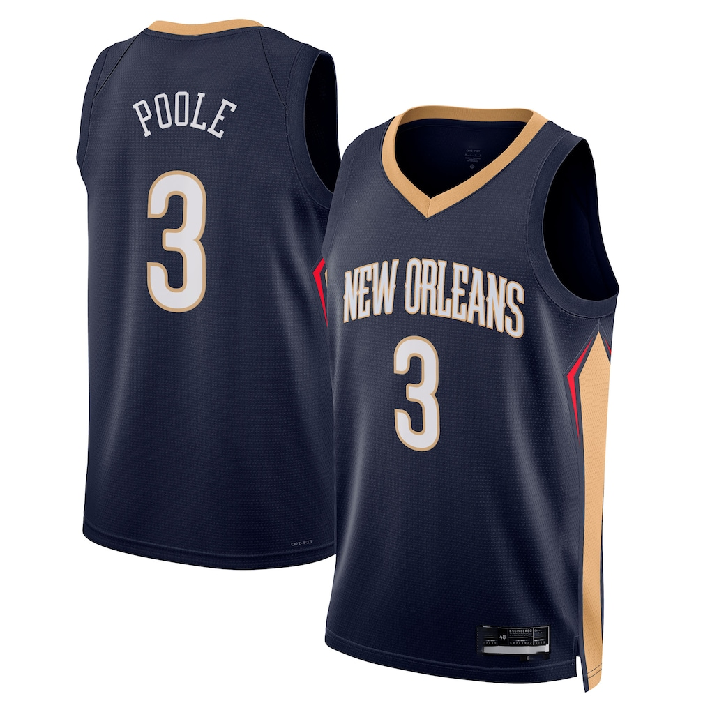 Ldoa NO.Pelicans #3 Jordan Poole Navy Swingman Stitched Jerseys- Icon Edition