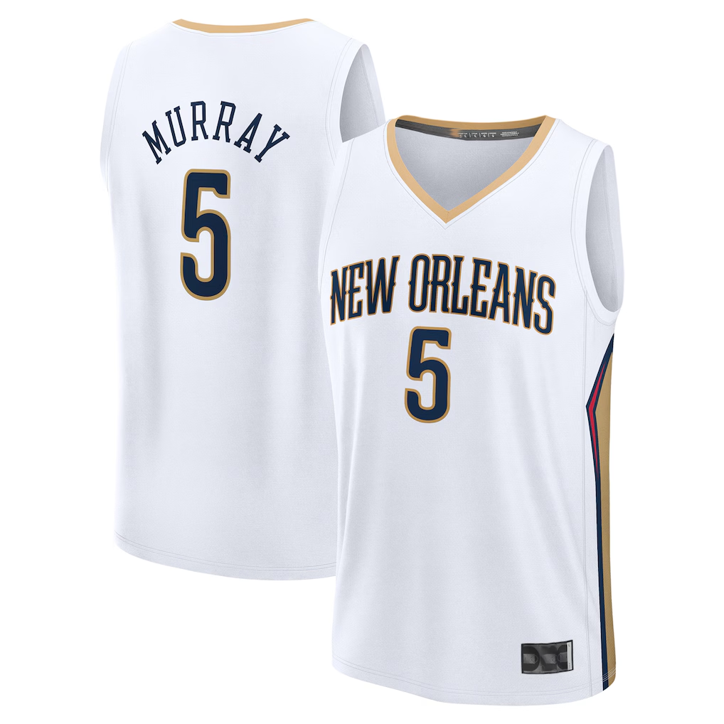 Ldoa NO.Pelicans #5 Dejounte Murray White Fast Break Replica Player Stitched Jerseys- Association Edition