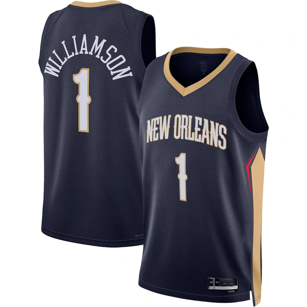 Ldoa NO.Pelicans #1 Zion Williamson Navy Swingman Stitched Jerseys- Icon Edition