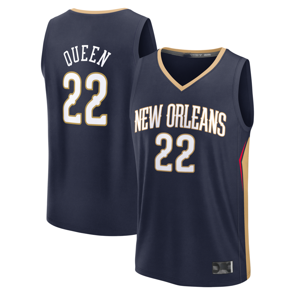 Ldoa NO.Pelicans #22 Derik Queen Navy Fast Break Replica Stitched Jerseys- Icon Edition