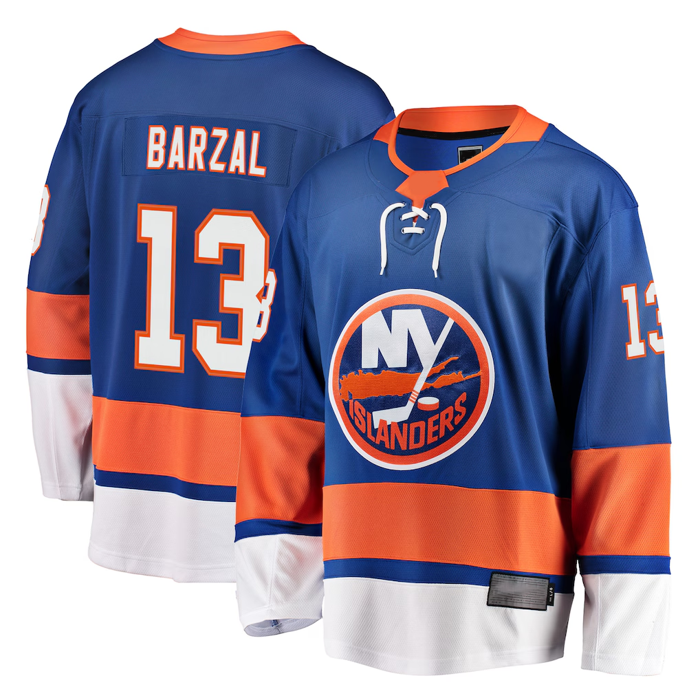 Tuec NY.Islanders #13 Mathew Barzal Royal Breakaway Jerseys