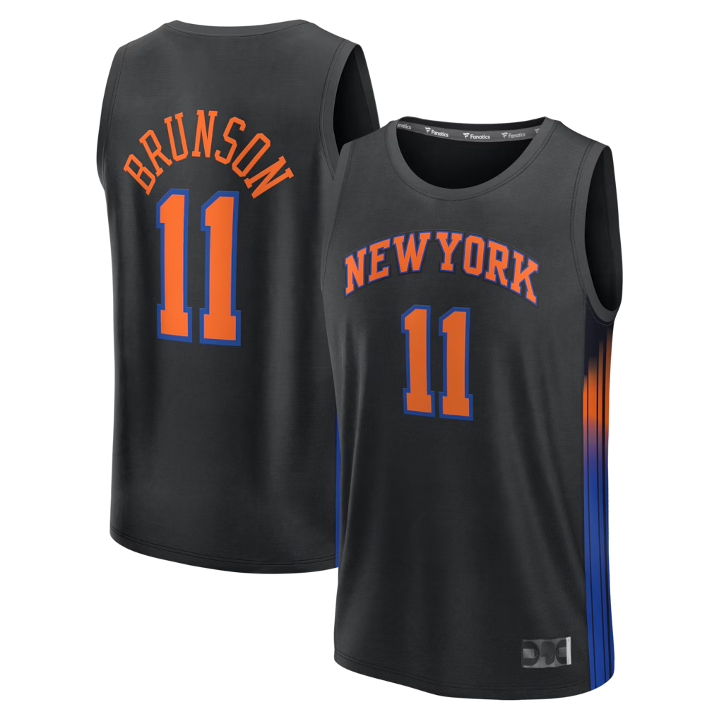 Ldoa NY.Knicks #11 Jalen Brunson  Black Fast Break Jerseys - Statement Edition