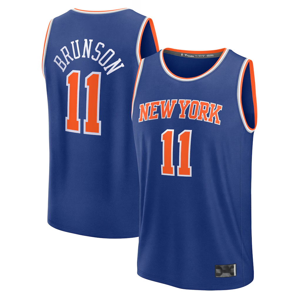 Ldoa NY.Knicks #11 Jalen Brunson  Blue Fast Break Replica Player Jerseys - Icon Edition