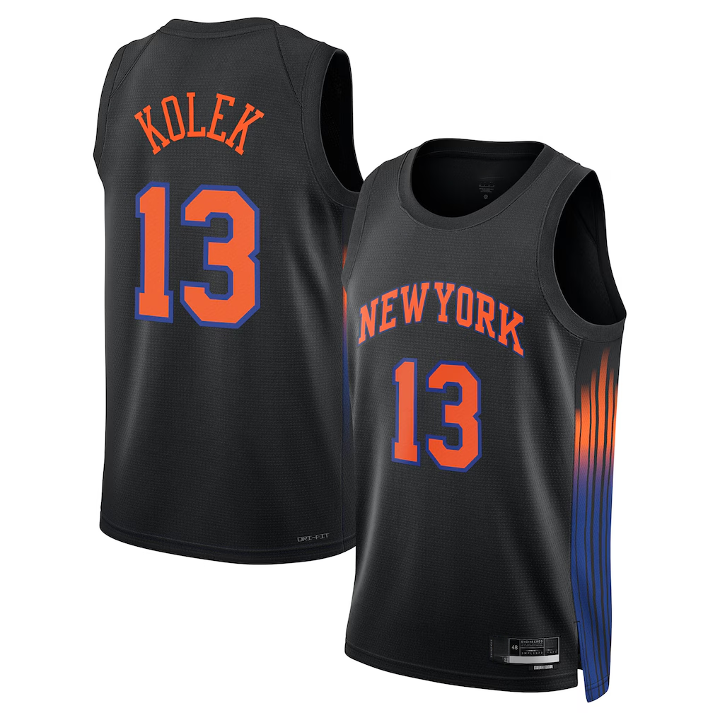 Ldoa NY.Knicks #13 Tyler Kolek Jordan Brand Black Swingman Jerseys - Statement Edition