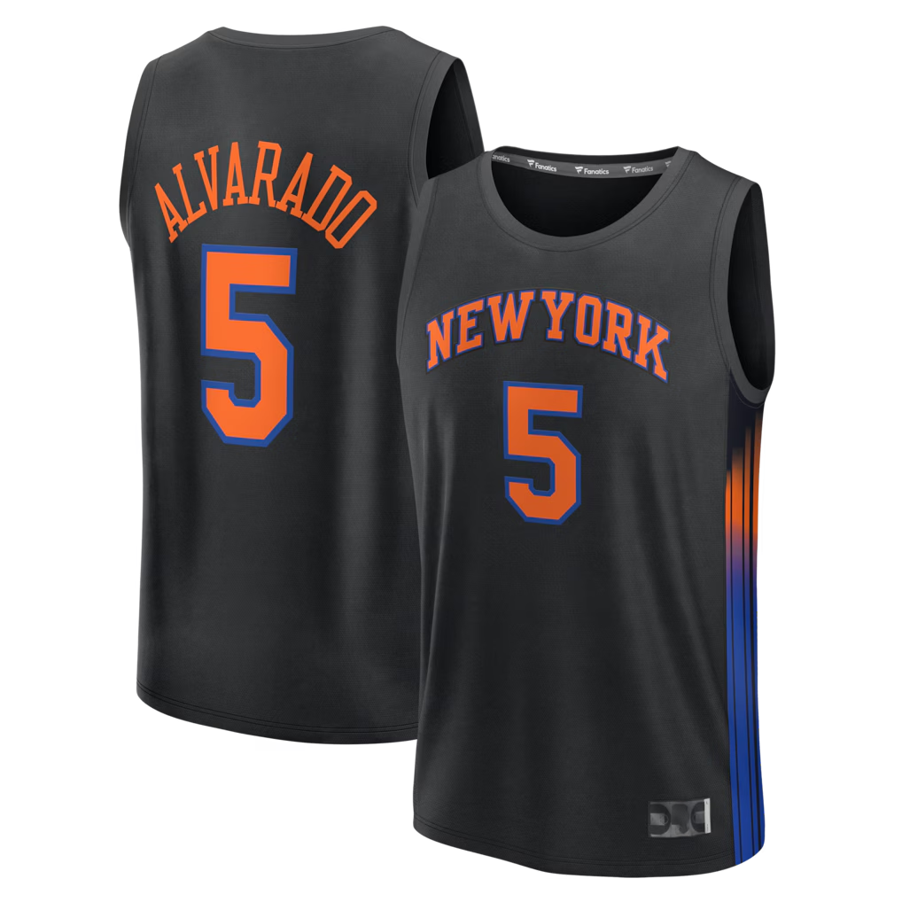 Ldoa NY.Knicks #5 Jose Alvarado  Black Fast Break Replica Jerseys - Statement Edition