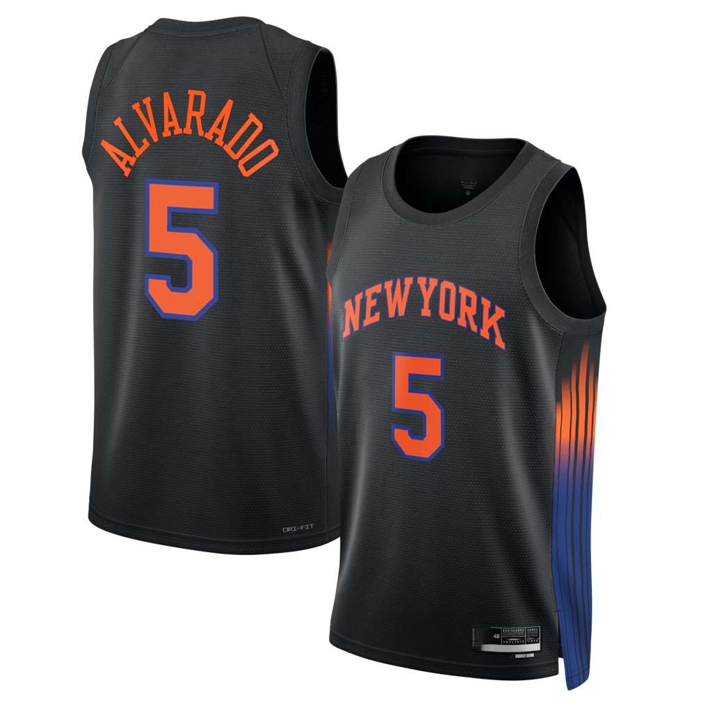 Ldoa NY.Knicks #5 Jos¨¦ Alvarado Black Swingman Jerseys - Statement Edition