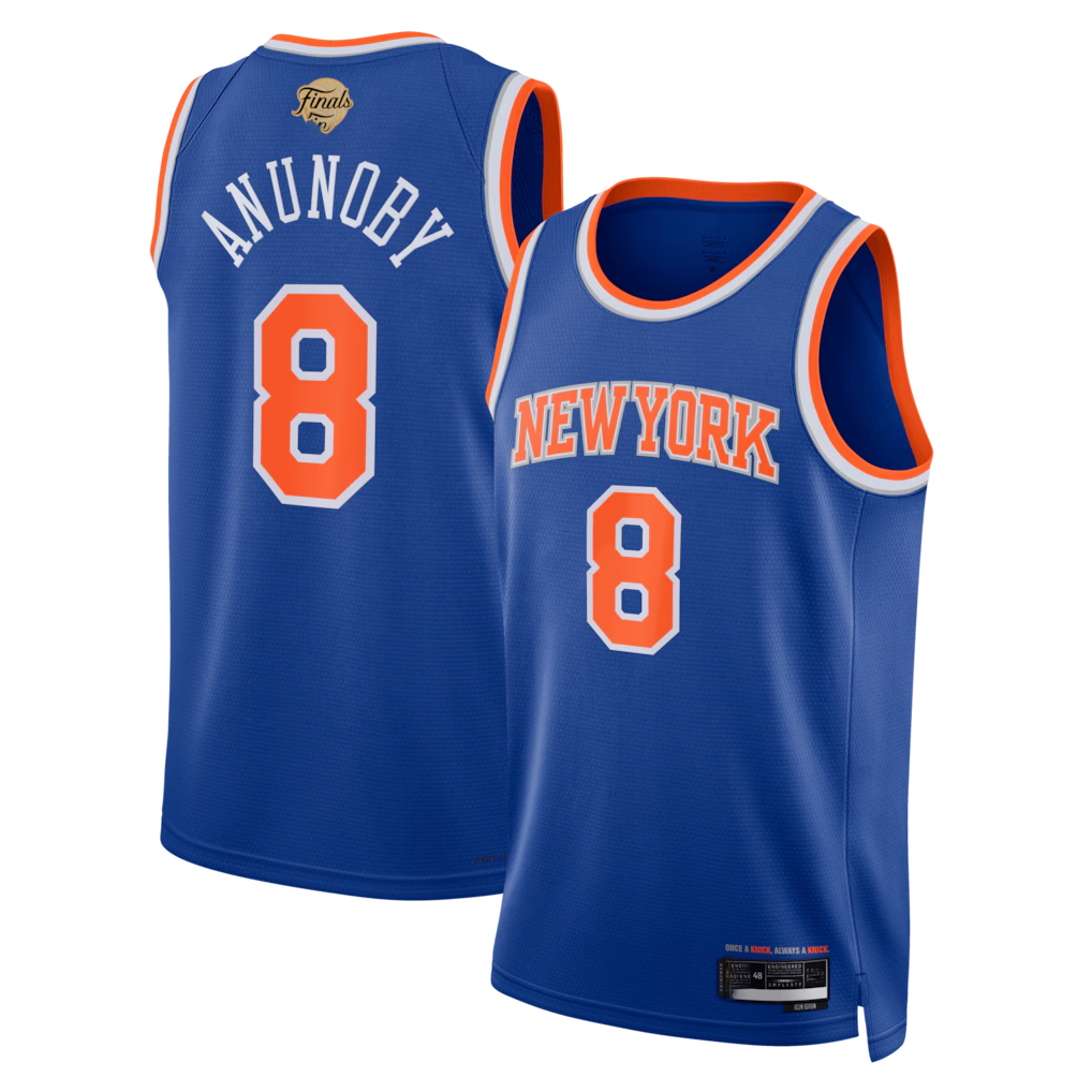 Ldoa NY.Knicks #8 OG Anunoby Blue 2026  Finals Patch Swingman Jerseys - Icon Edition