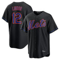 Ldoa NY.Mets #12 Francisco Lindor Player Black Alternate Home Game Stitched Jerseys