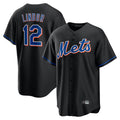 Ldoa NY.Mets #12 Francisco Lindor Player Black Replica Home Game Stitched Jerseys