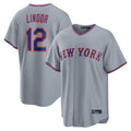 Ldoa NY.Mets #12 Francisco Lindor Player Gray Road Home Game Stitched Jerseys