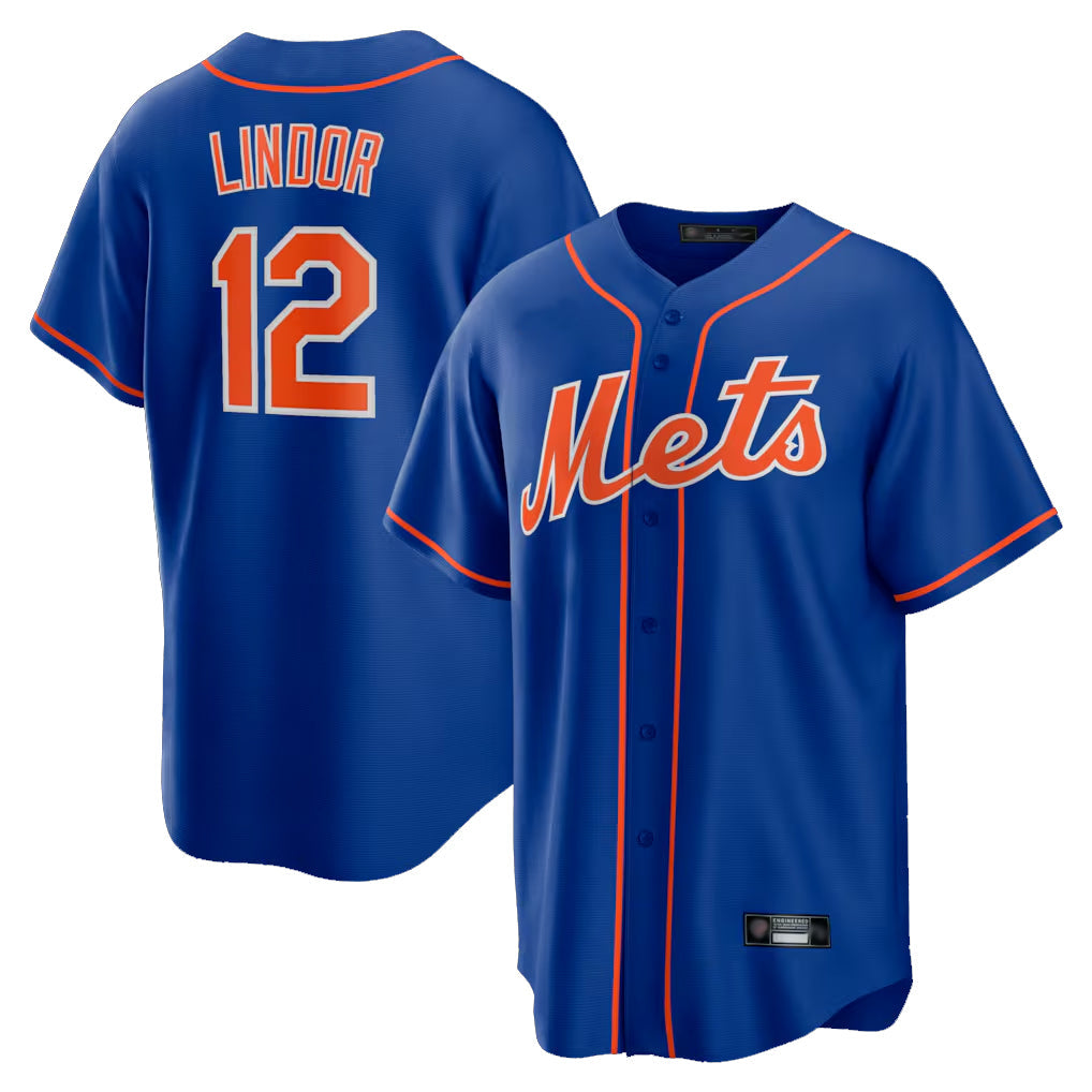 Ldoa NY.Mets #12 Francisco Lindor Player Royal Home Game Stitched Jerseys
