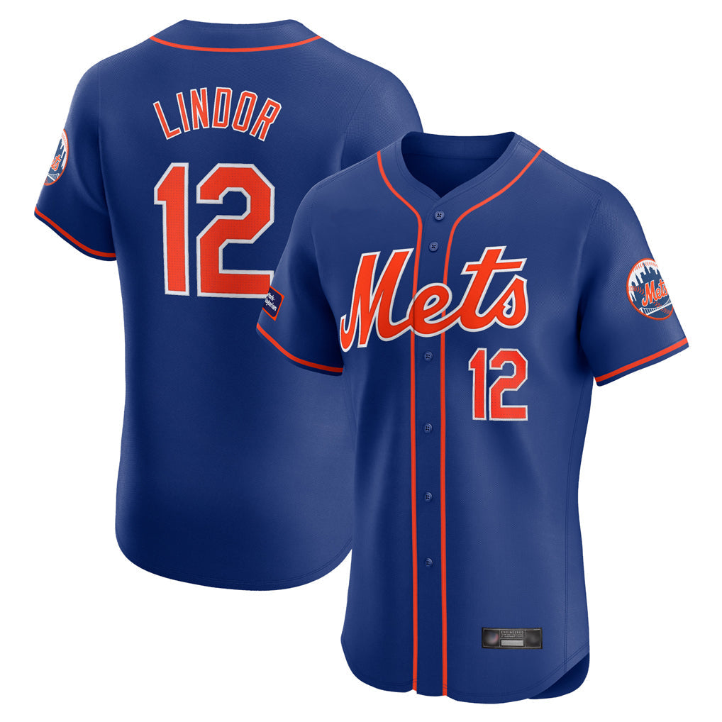 Ldoa NY.Mets #12 Francisco Lindor Player Royal Limited Elite Home Stitched Jerseys