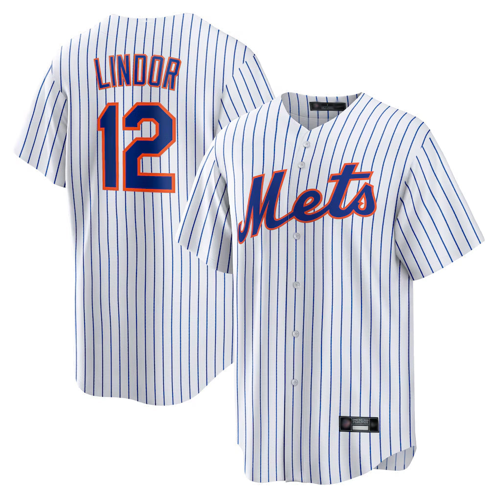 Ldoa NY.Mets #12 Francisco Lindor Player White Home Game Stitched Jerseys