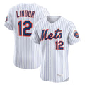 Ldoa NY.Mets #12 Francisco Lindor Player White Home Limited Elite Stitched Jerseys