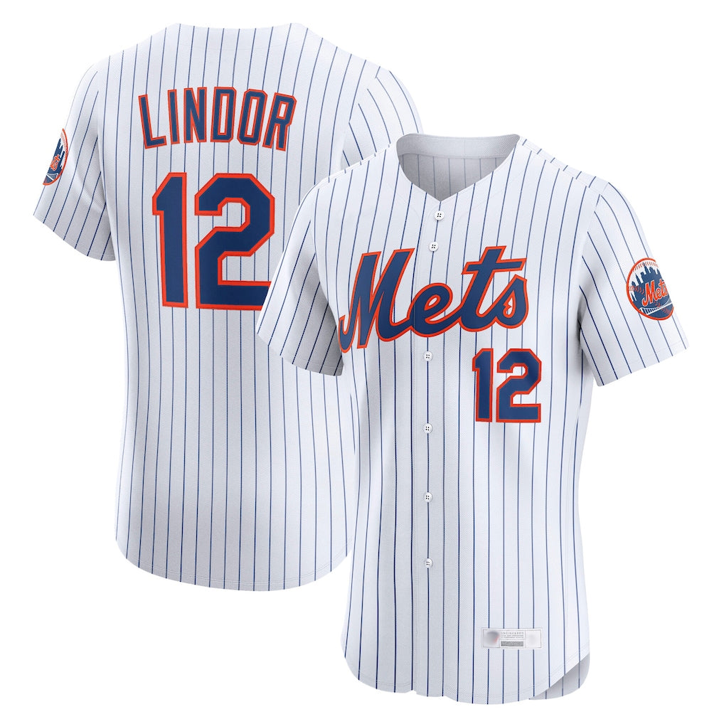 Ldoa NY.Mets #12 Francisco Lindor Player White Home Limited Elite Stitched Jerseys