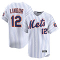 Ldoa NY.Mets #12 Francisco Lindor Player White Home Limited Stitched Jerseys