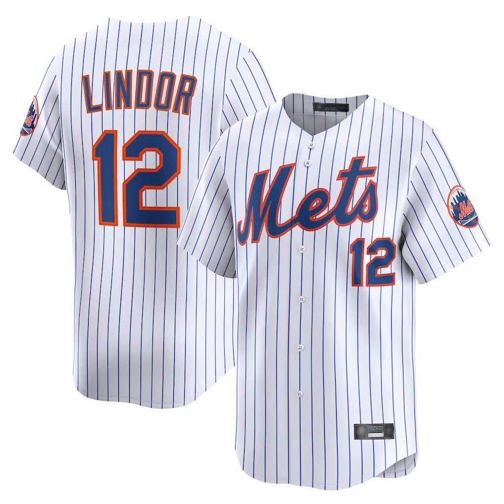 Ldoa NY.Mets #12 Francisco Lindor Player White Home Limited Stitched Jerseys