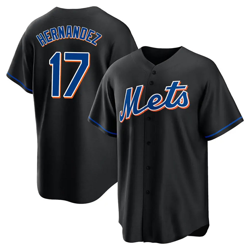 Ldoa NY.Mets #17 Keith Hernandez Player Black Replica Home Game Stitched Jerseys