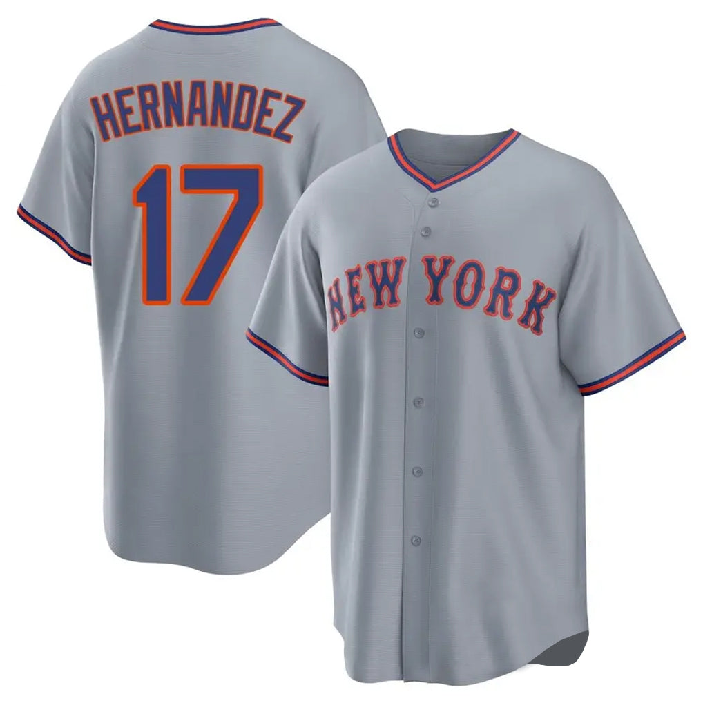 Ldoa NY.Mets #17 Keith Hernandez Player Gray Road Home Game Stitched Jerseys