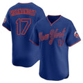 Ldoa NY.Mets #17 Keith Hernandez Player Royal T-shirt Home Limited Elite Stitched Jerseys