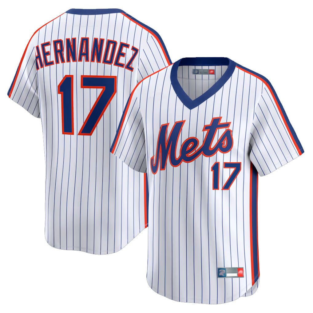 Ldoa NY.Mets #17 Keith Hernandez Player White Cooperstown Collection T-shirt Game Stitched Jerseys