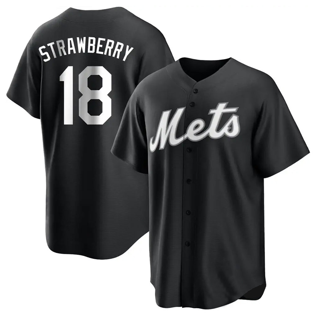 Ldoa NY.Mets #18 Darryl Strawberry Player Black Home Game Stitched Jerseys