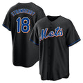 Ldoa NY.Mets #18 Darryl Strawberry Player Black Replica Home Game Stitched Jerseys