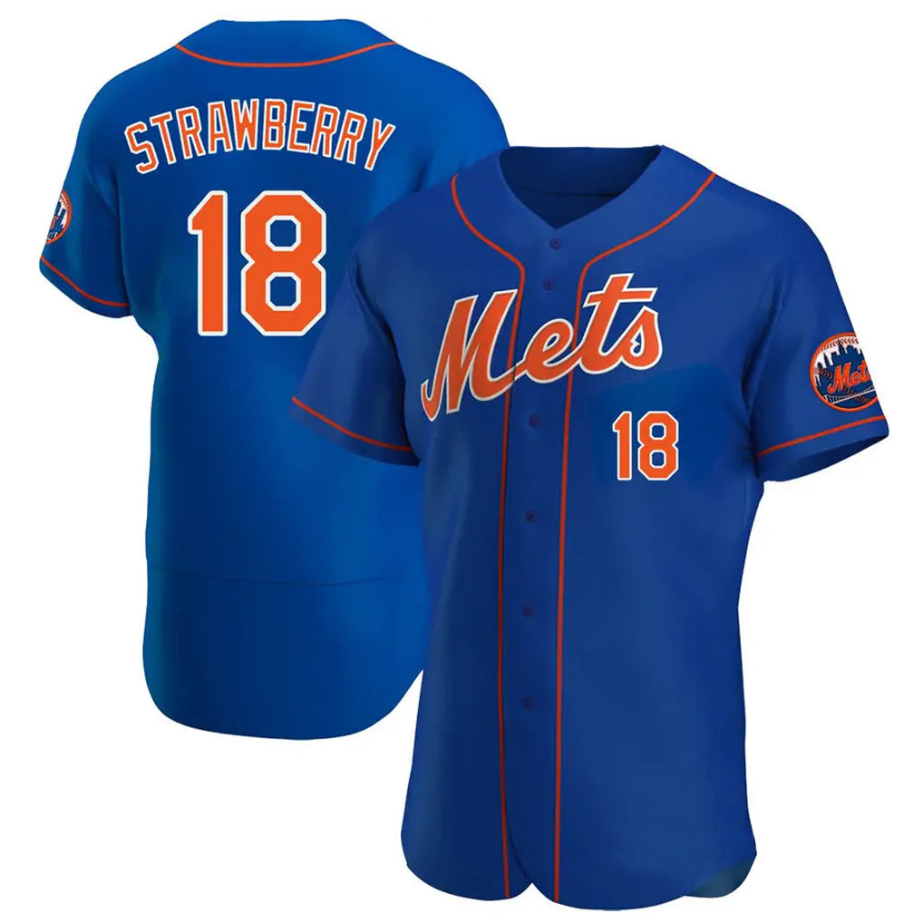 Ldoa NY.Mets #18 Darryl Strawberry Player Royal Limited Elite Home Stitched Jerseys