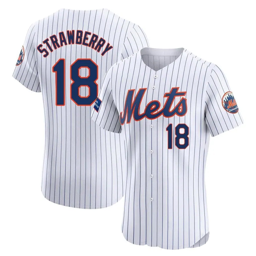 Ldoa NY.Mets #18 Darryl Strawberry Player White Home Limited Elite Stitched Jerseys