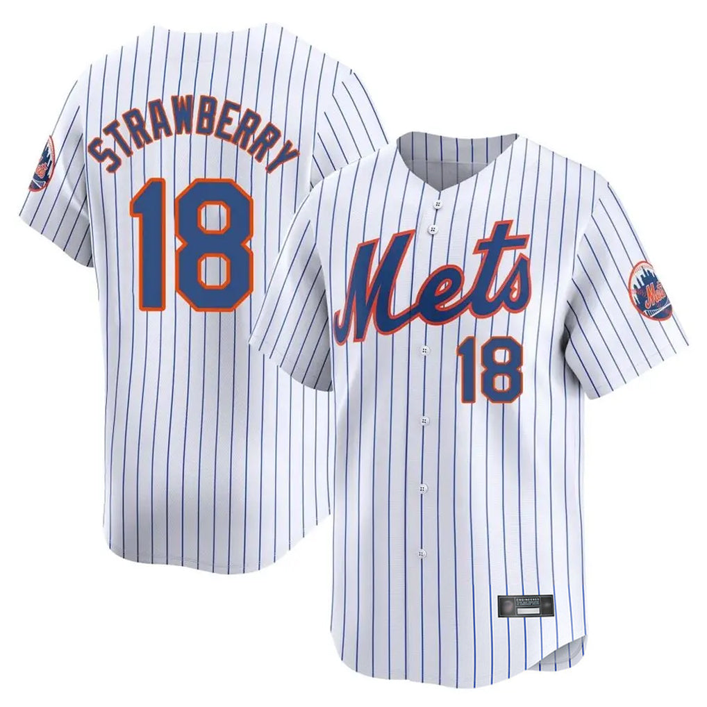 Ldoa NY.Mets #18 Darryl Strawberry Player White Home Limited Stitched Jerseys