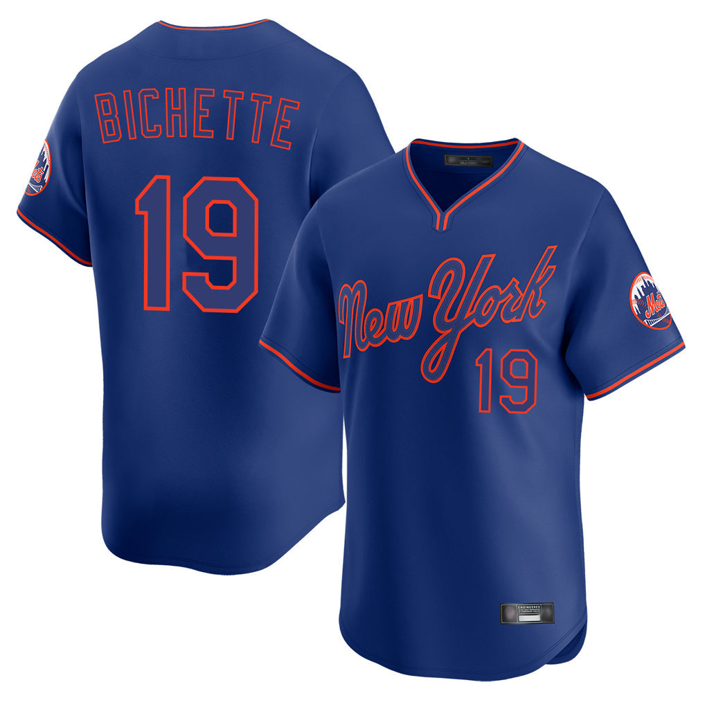 Ldoa NY.Mets #19 Bo Bichette Player Royal T-shirt Home Limited Elite Stitched Jerseys
