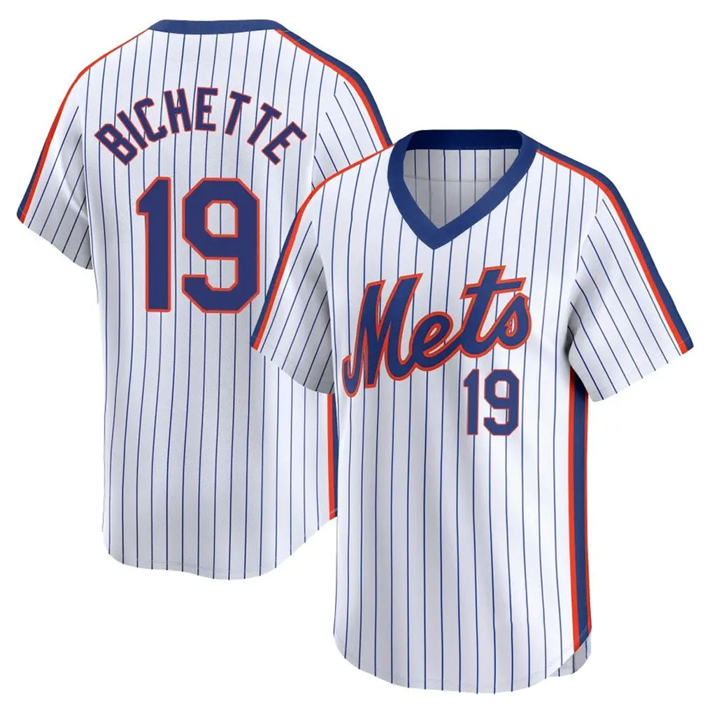 Ldoa NY.Mets #19 Bo Bichette Player White Cooperstown Collection T-shirt Game Stitched Jerseys