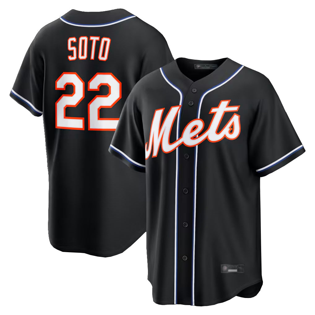 Ldoa NY.Mets #22 Juan Soto Player Black Fashion Out Game Stitched Jerseys