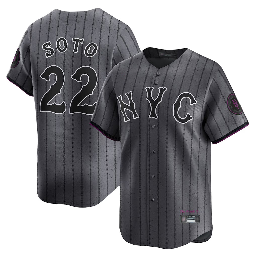 Ldoa NY.Mets #22 Juan Soto Player Gray City Connect Limited Stitched Jerseys