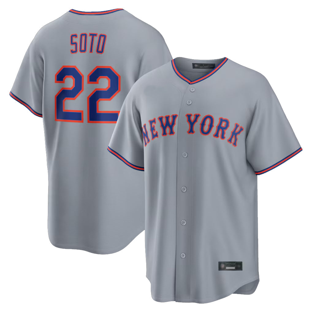 Ldoa NY.Mets #22 Juan Soto Player Gray Road Home Game Stitched Jerseys