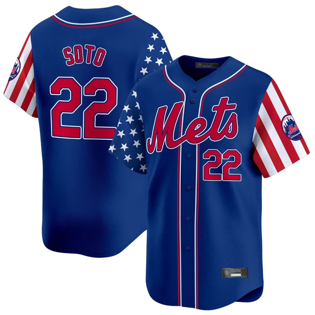 Ldoa NY.Mets #22 Juan Soto Player Royal 2025 Independence Day Vapor Premier Limited  Stitched Jerseys
