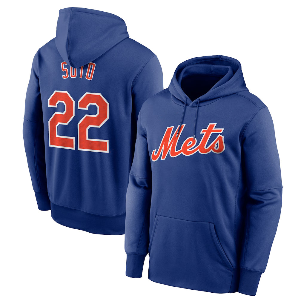 Ldoa NY.Mets #22 Juan Soto Player Royal Club Pullover Hoodie Game Stitched Jerseys