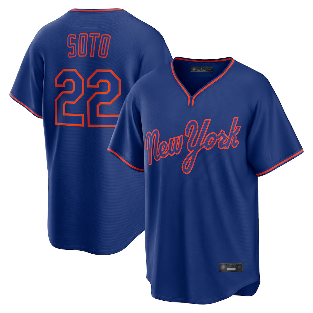 Ldoa NY.Mets #22 Juan Soto Player Royal T-shirt Home Game Stitched Jerseys