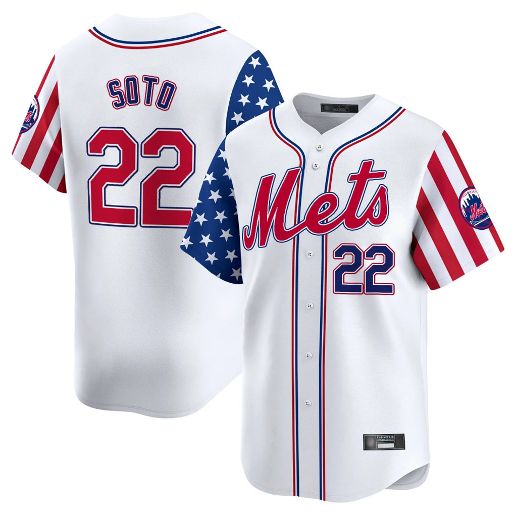 Ldoa NY.Mets #22 Juan Soto Player White 2025 Independence Day Vapor Premier Limited  Stitched Jerseys